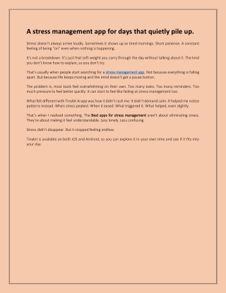 A stress management app for days that quietly pile up