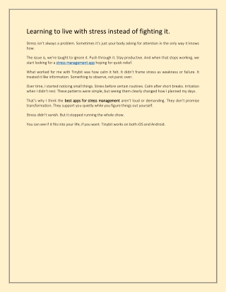 Learning to live with stress instead of fighting it