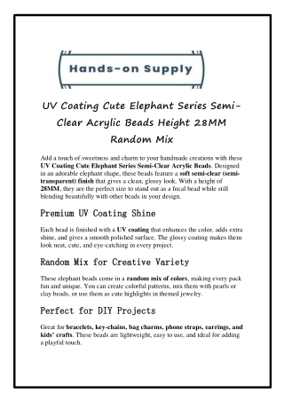 UV Coating Cute Elephant Series Semi-Clear Acrylic Beads Height 28MM Random Mix (1)