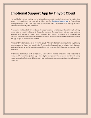Emotional Support App by Tinybit Cloud