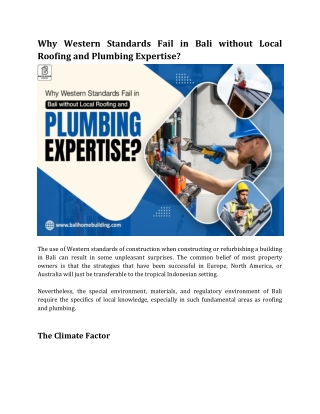 Why Western Standards Fail in Bali without Local Roofing and Plumbing Expertise