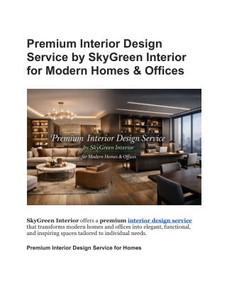 Premium Interior Design Service by SkyGreen Interior for Modern Homes & Offices