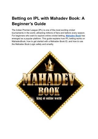 Betting on IPL with Mahadev Book_ A Beginner’s Guide