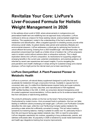 Revitalize Your Core LivPure's Liver-Focused Formula for Holistic Weight Management in 2026