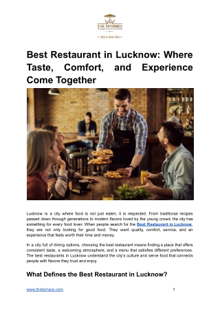 Best Restaurant in Lucknow_ Where Taste, Comfort, and Experience Come Together