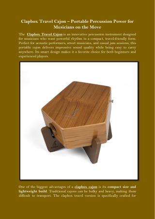 Clapbox Travel Cajon – Portable Percussion Power for Musicians on the Move