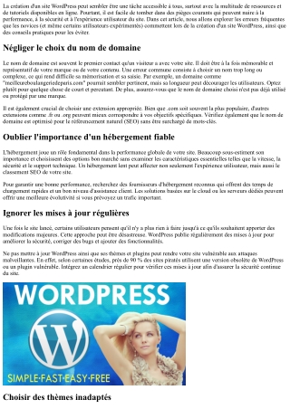 Création de site WordPress : Les erreurs à éviter