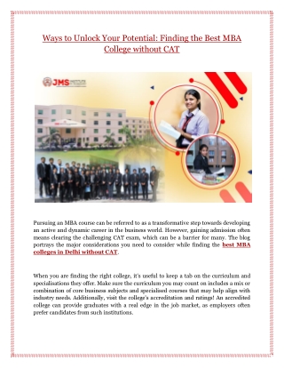 Ways to Unlock Your Potential: Finding the Best MBA College without CAT