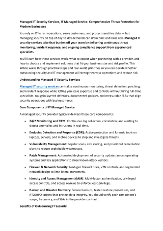 Managed IT Security Services, IT Managed Service Comprehensive Threat Protection for Modern Businesses