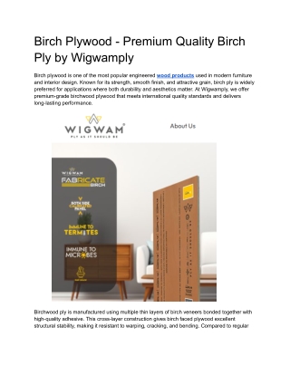 Birch Plywood - Premium Quality Birch Ply by Wigwamply