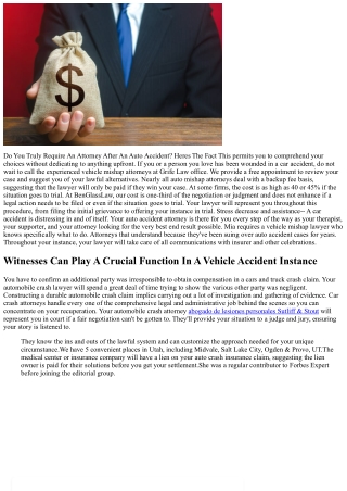 The Full Overview To Car Injury Settlements: What You Require To Recognize