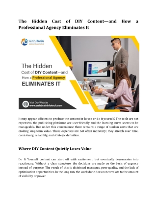 The Hidden Cost of DIY Content—and How a Professional Agency Eliminates It