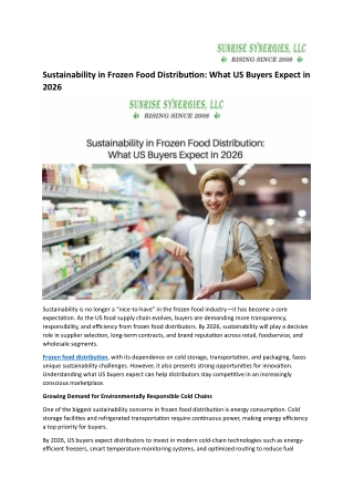 Sustainability in Frozen Food Distribution What US Buyers Expect in 2026