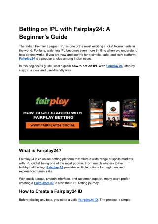 Betting on IPL with Fairplay24_ A Beginner’s Guide