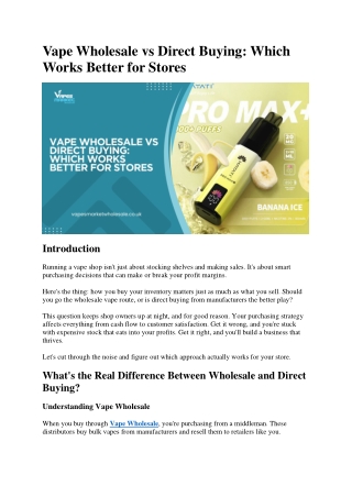 Vape Wholesale vs Direct Buying Which Works Better for Stores