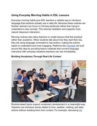 Using Everyday Morning Habits in ESL Lessons