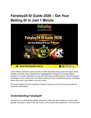 Fairplay24 ID Guide 2026 – Get Your Betting ID in Just 1 Minute