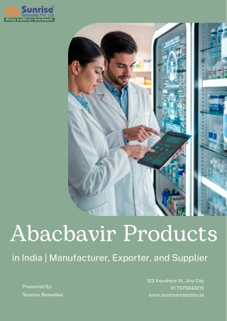 Abacavir Products in India  Manufacturer, Exporter, and Supplier