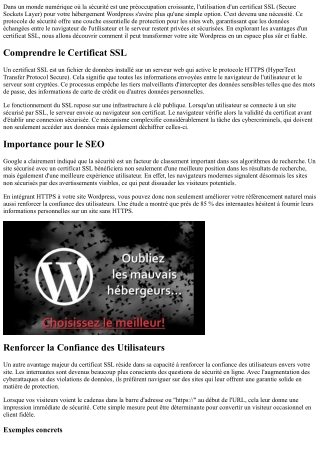 Les Avantages d’un Certificat SSL pour votre Hébergement Wordpress.