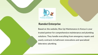 Plumbing Maintenance Services in Kenya  Reliable Care  ramdutenterprise.com