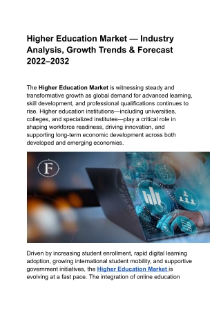 Higher Education Market — Industry Analysis, Growth Trends & Forecast (2022–2032)
