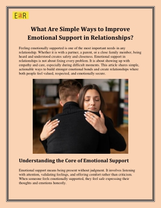 What Are Simple Ways to Improve Emotional Support in Relationships