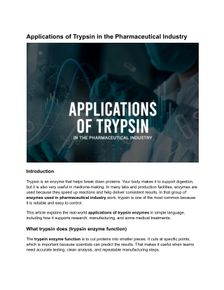 Applications of Trypsin in the Pharmaceutical Industry