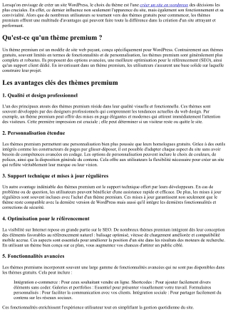 Les avantages d'utiliser des thèmes premium pour créer un site WordPress
