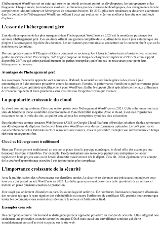 Les Tendances de l'Hébergement WordPress en 2023