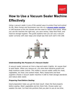 How to Use a Vacuum Sealer Machine Effectively