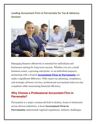 Leading Accountant Firm in Parramatta for Tax & Advisory Services