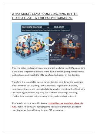 WHAT MAKES CLASSROOM COACHING BETTER THAN SELF-STUDY FOR CAT PREPARATION