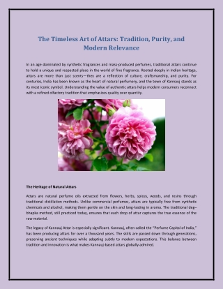 The Timeless Art of Attars: Tradition, Purity, and Modern Relevance
