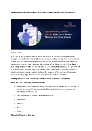 Land Ownership Records in India: Importance, Process, Methods and Other Aspects