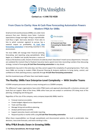 From Chaos to Clarity How AI Cash Flow Forecasting Automation Powers Modern FP&A for SMBs
