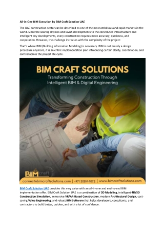 All-in-One BIM Execution by BIM Craft Solution UAE