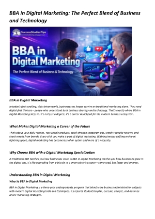 BBA in Digital Marketing- The Perfect Blend of Business and Technology