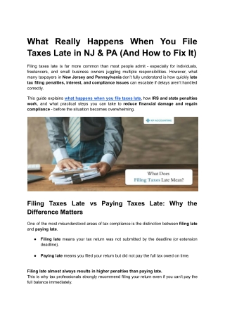 What Really Happens When You File Taxes Late in NJ & PA (And How to Fix It)
