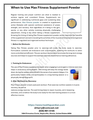 When to Use Max Fitness Supplement Powder