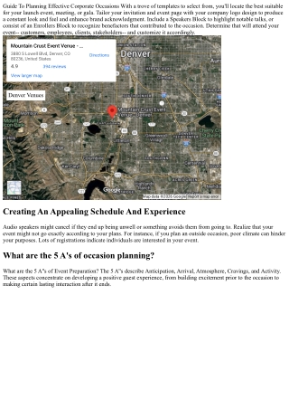 Overview To Intending Successful Corporate Events