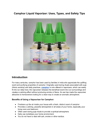Camphor Liquid Vaporizer Uses, Types, and Safety Tips