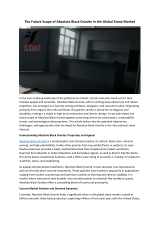 The Future Scope of Absolute Black Granite in the Global Stone Market