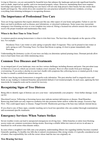 Expert Tree Care for Glenview Residents: What You Need to Know