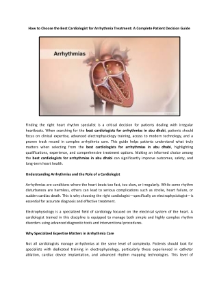 How to Choose the Best Cardiologist for Arrhythmia Treatment