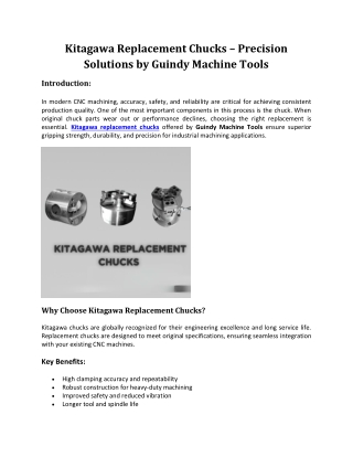 Kitagawa Replacement Chucks | Guindy machine tools