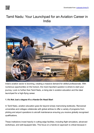 Tamil Nadu Your Launchpad for an Aviation Career in India