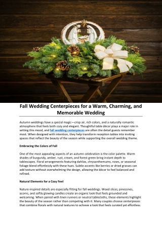 Fall Wedding Centerpieces for a Warm, Charming, and Memorable Wedding