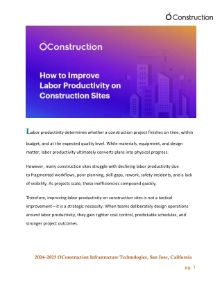 How to Improve Labor Productivity on Construction Sites