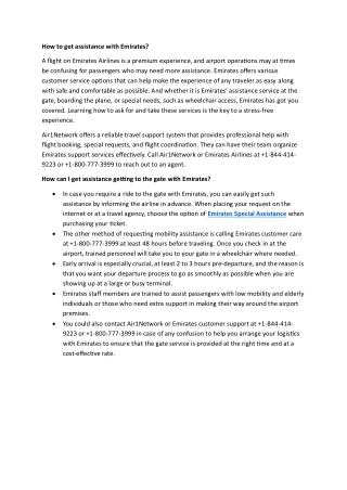 1-844-414-9223 Does Emirates charge extra for wheelchair assistance?