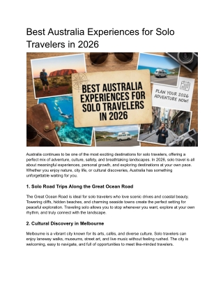 Best Australia Experiences for Solo Travelers in 2026